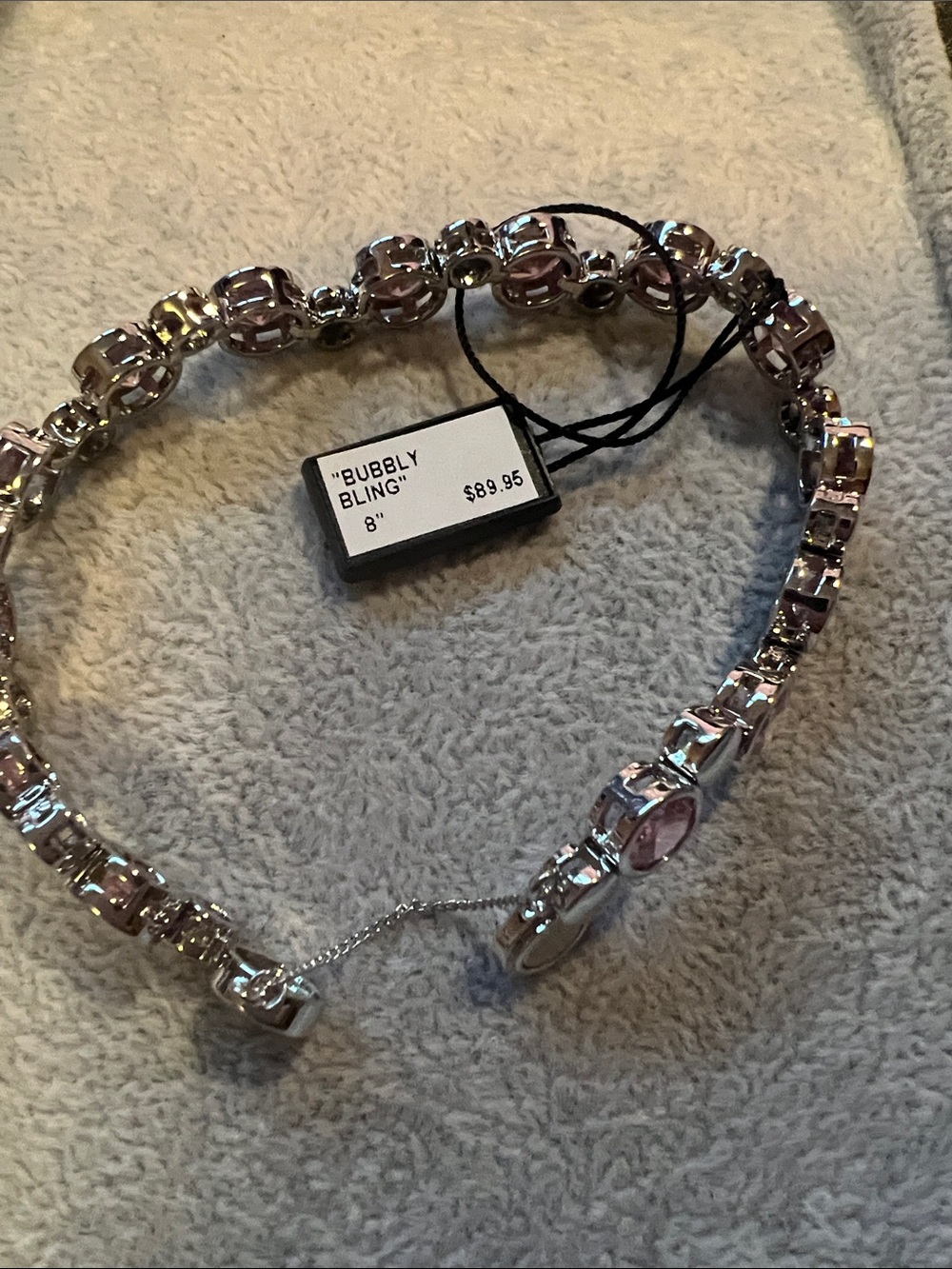 Bubbly Bling Pink Crystal Tennis Watch Bracelet